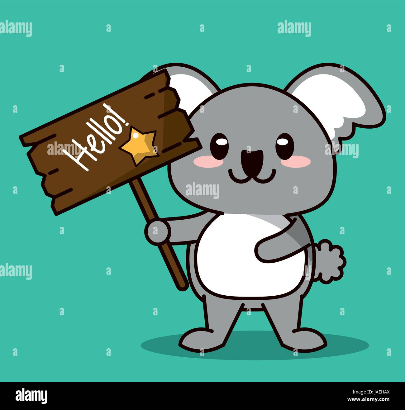 Fondo de color verde con cute kawaii koala animal de pie con cartel de madera hola y estrella Imagen Vector de stock - Alamy Fondo de color verde con cute kawaii koala animal de pie con cartel de madera hola y estrella Imagen Vector de stock - Alamy