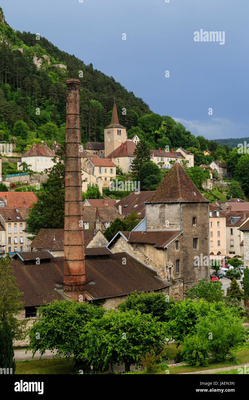 Francia, Jura, Salins-les-Bains, Grande Saline de Salins-les-Bains (salinas), catalogado como Patrimonio Mundial por la UNESCO Foto de stock