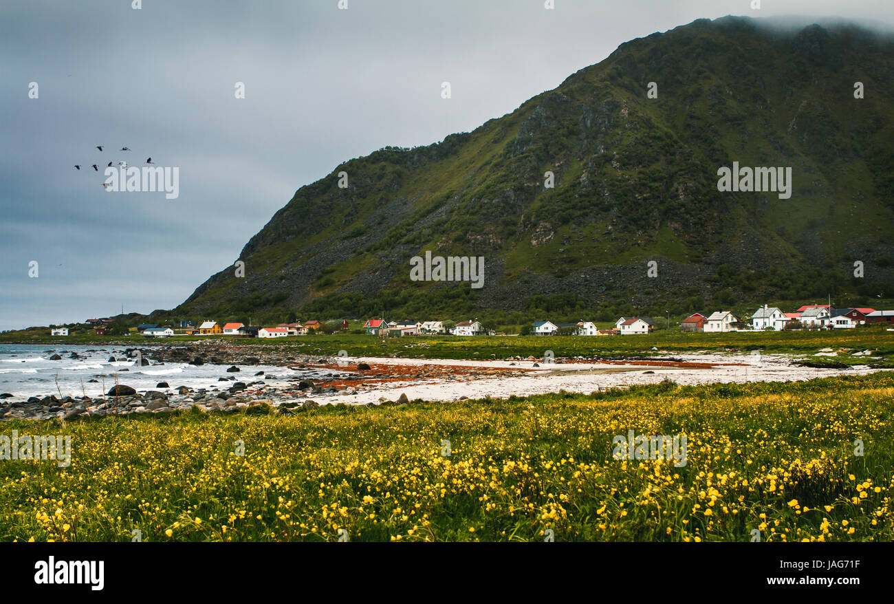 La línea de la costa del norte de Noruega Foto de stock