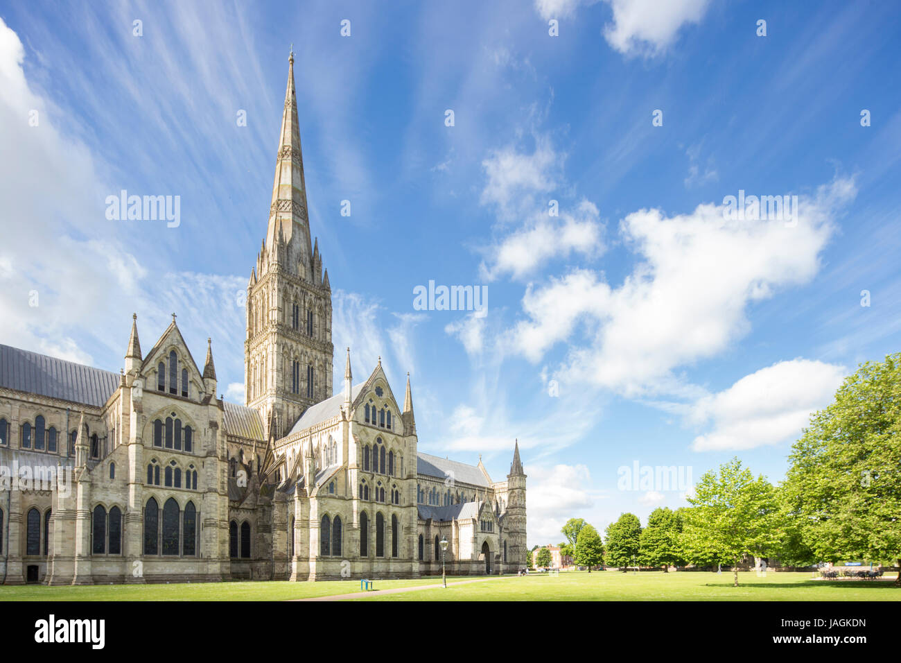 La Catedral de Salisbury, Salisbury, Wiltshire, Inglaterra, Reino Unido. Foto de stock