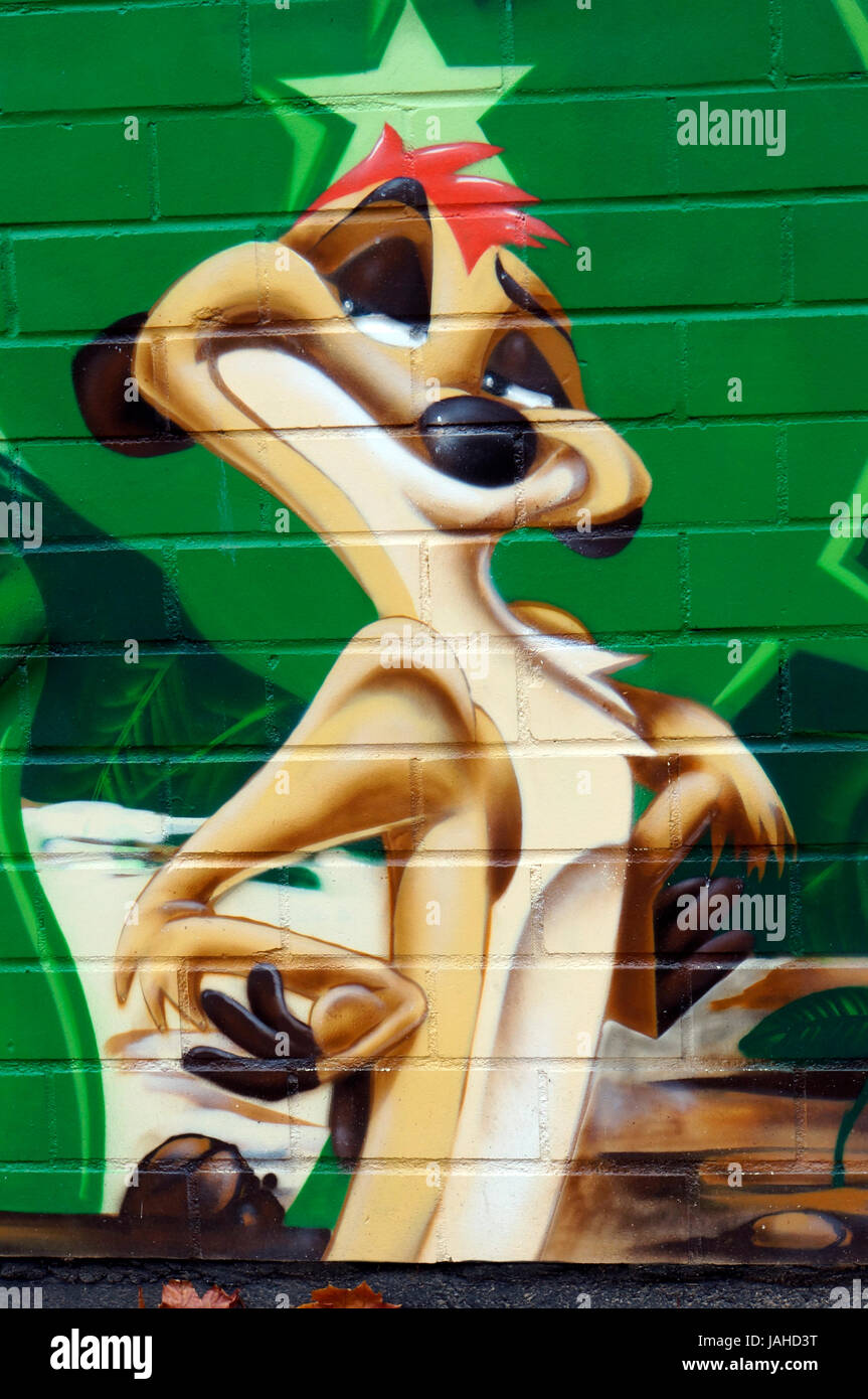 Grafito künstlerisches an der Außenmauer des Kölner Zoo, Nordrhein-Westfalen, Deutschland, Köln. Foto de stock