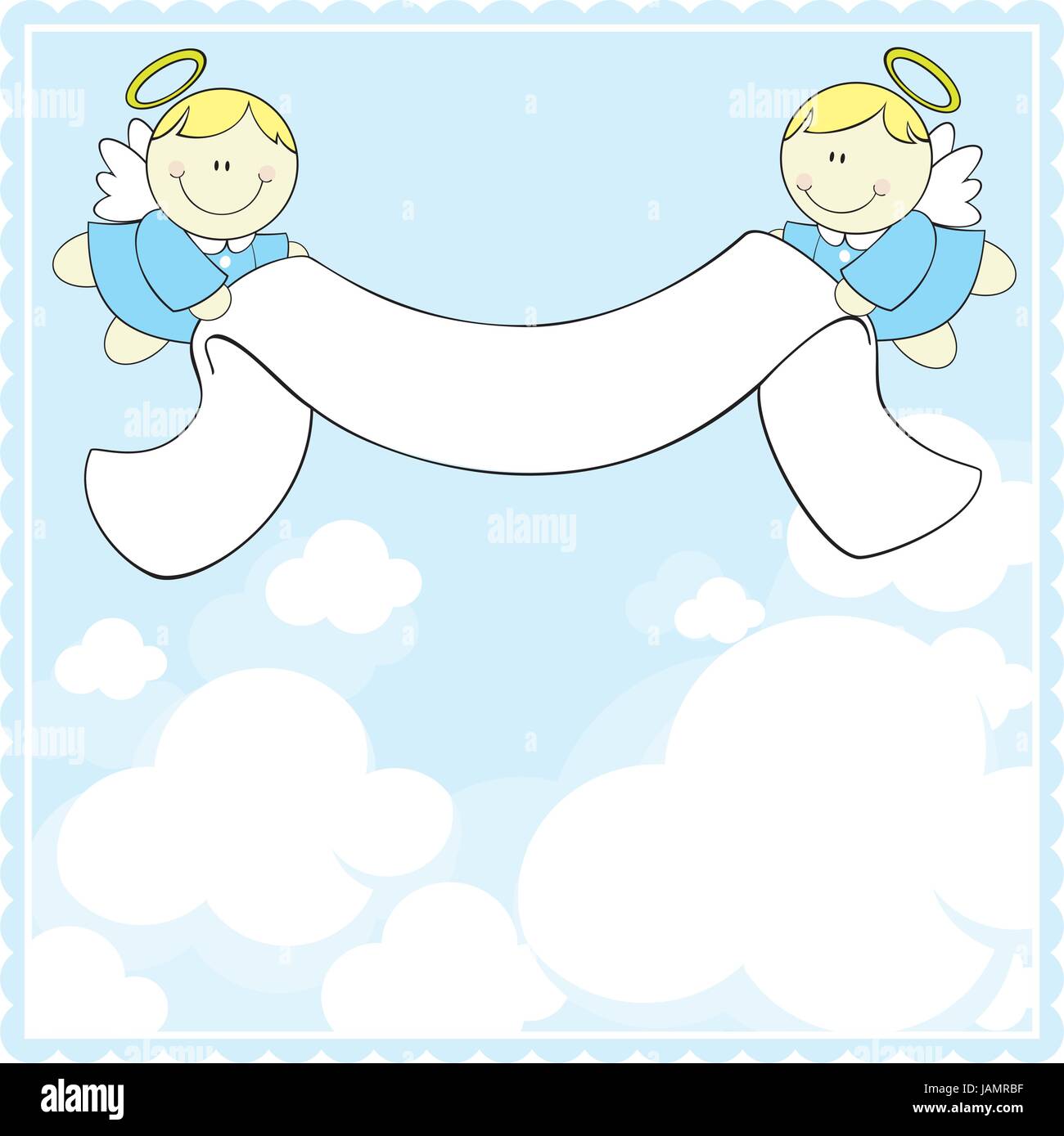 Lindo Bebe Angeles Con Cinta Banner Imagen Vector De Stock Alamy