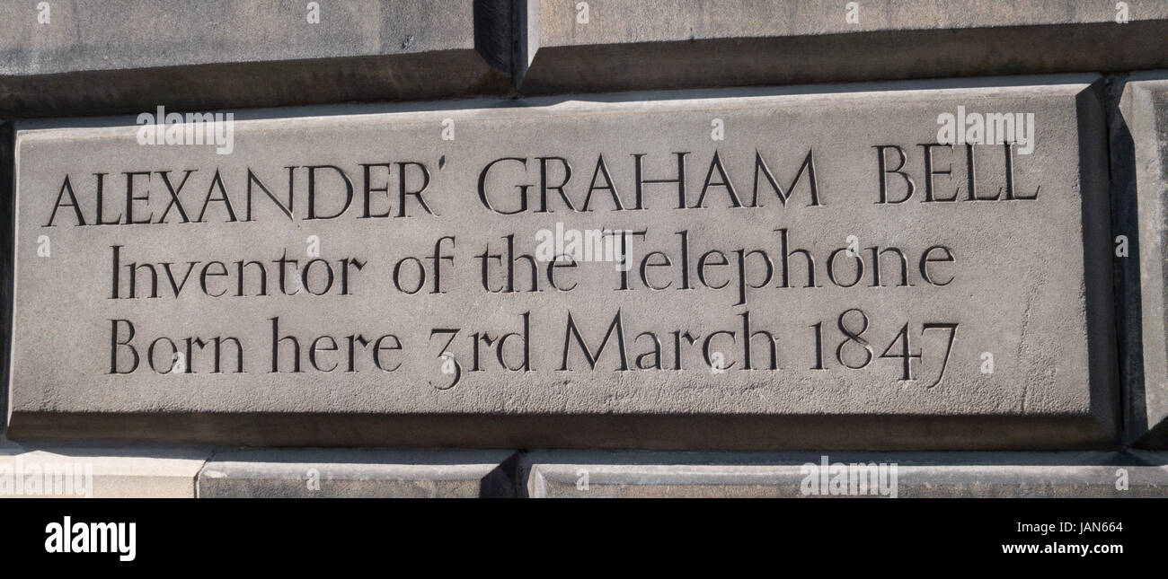 Lugar de nacimiento de Alexander Graham Bell, inventor del teléfono - 14 South Charlotte Street, Edimburgo, Escocia Foto de stock