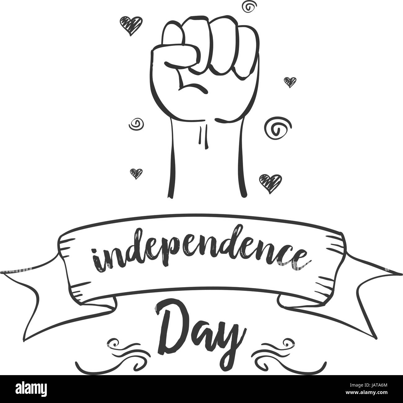 Dibujar a mano de la celebración del día de la independencia Imagen Vector  de stock - Alamy