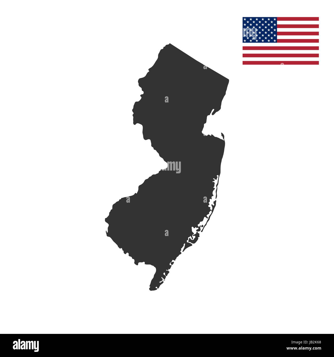 Mapa del estado de Nueva Jersey, EE.UU. Ilustración del Vector