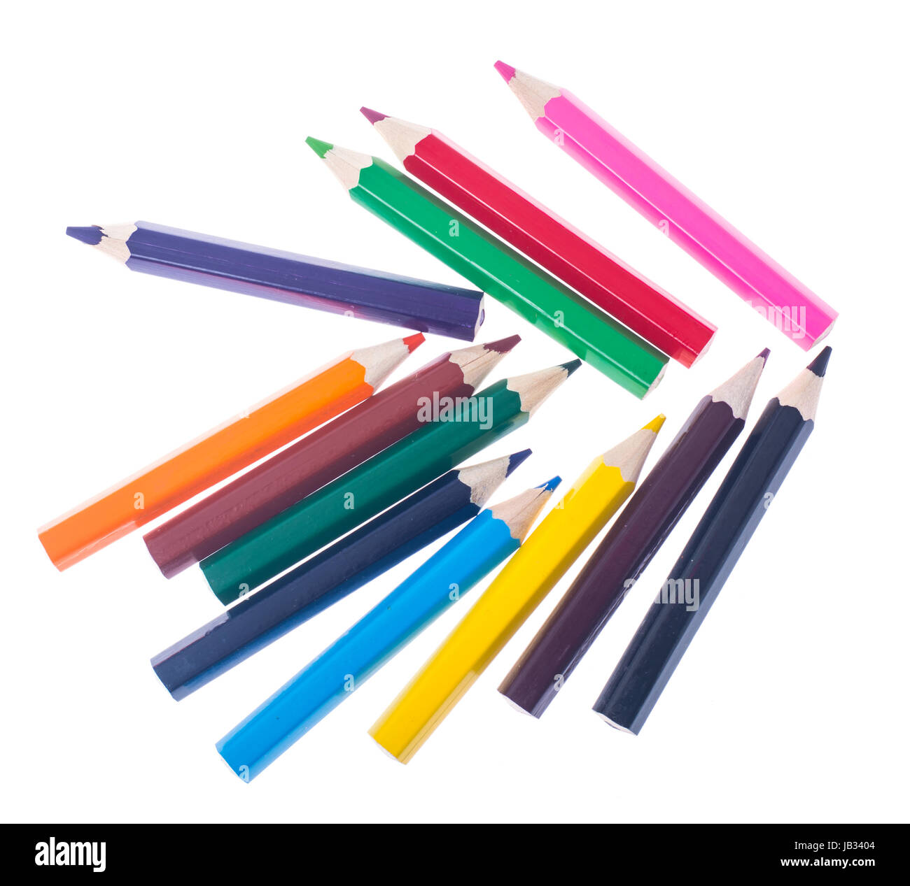 Juego de lápices de colores sobre un fondo blanco para uso escolar o  profesional. Foto de Estudio Fotografía de stock - Alamy