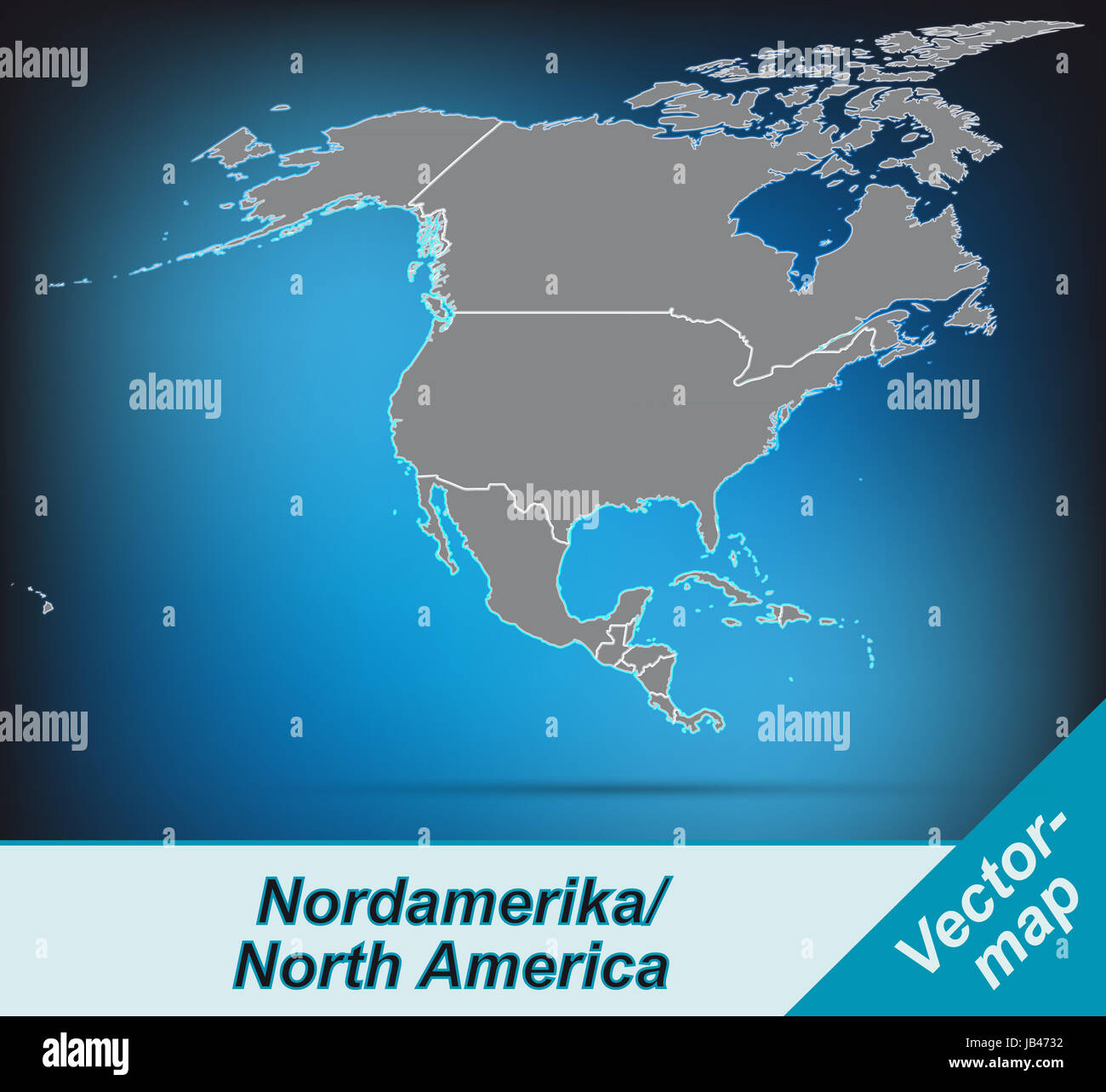 Continent Nordamerika in der Welt als Grenzkarte mit Grenzen durch die Gestaltung fügt 
