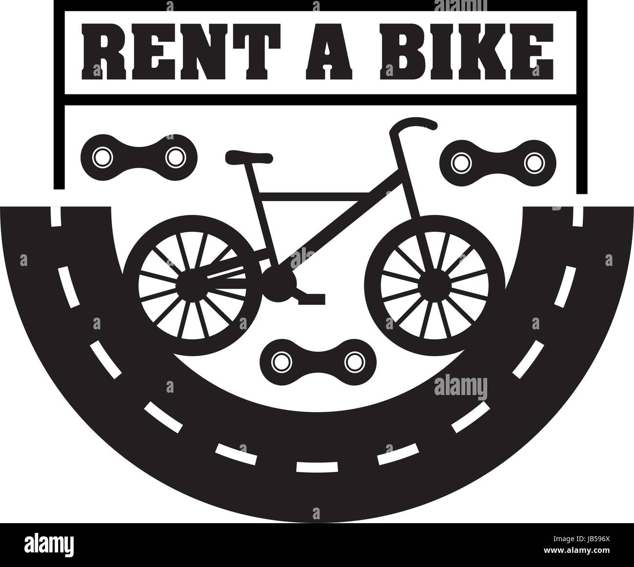 Alquilar una bicicleta insignia vintage. Adhesivo con el logotipo