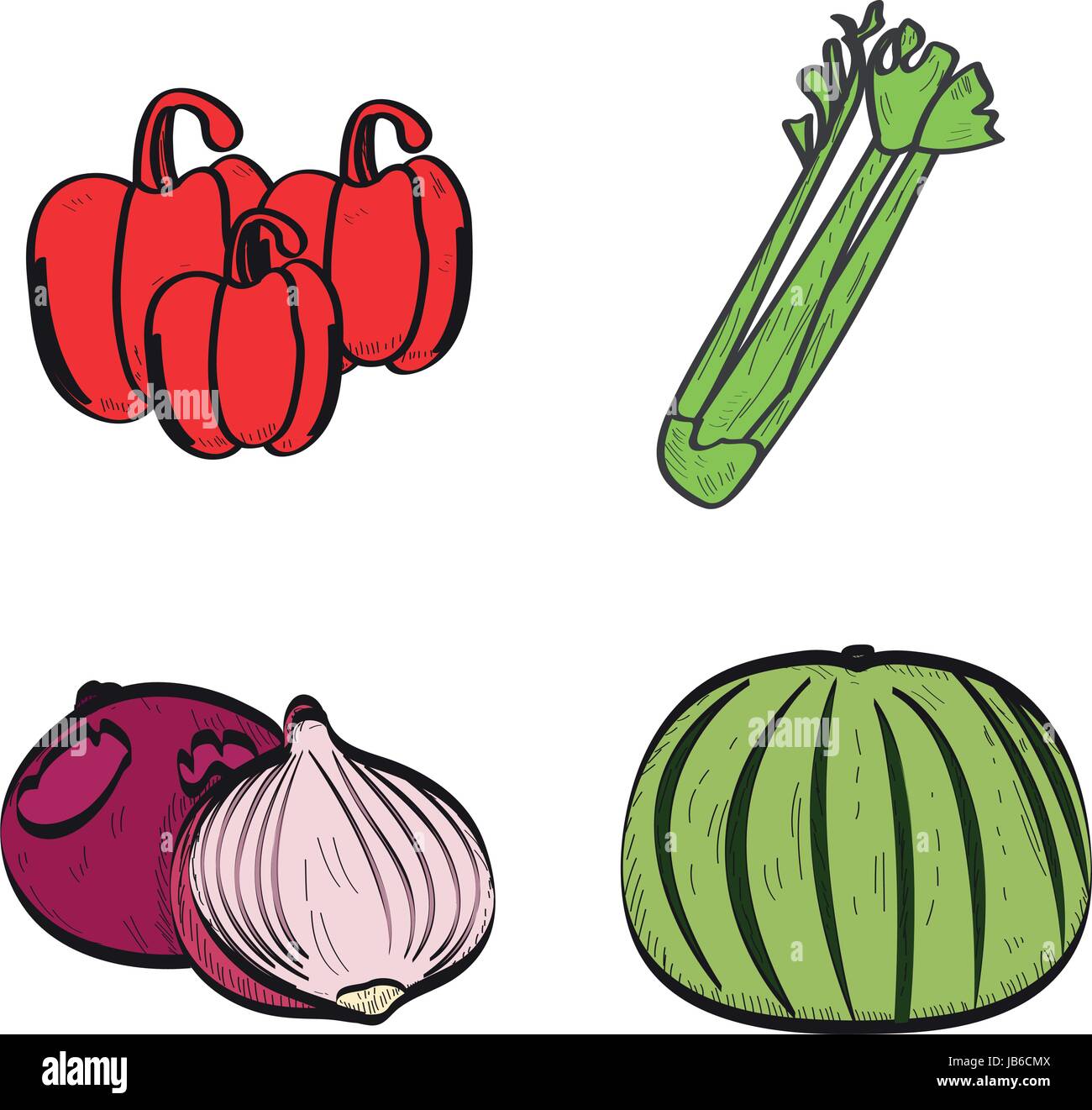 Alimentos en rodajas verduras picadas y fruta en rodajas. picar vegetales,  frutas y bayas rebanada conjunto de ilustración de dibujos animados