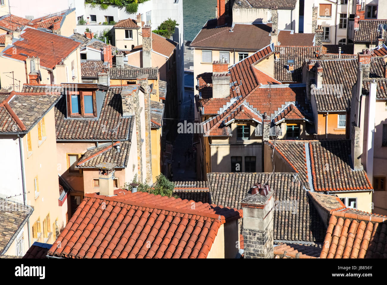 Lyon, tejados Foto de stock