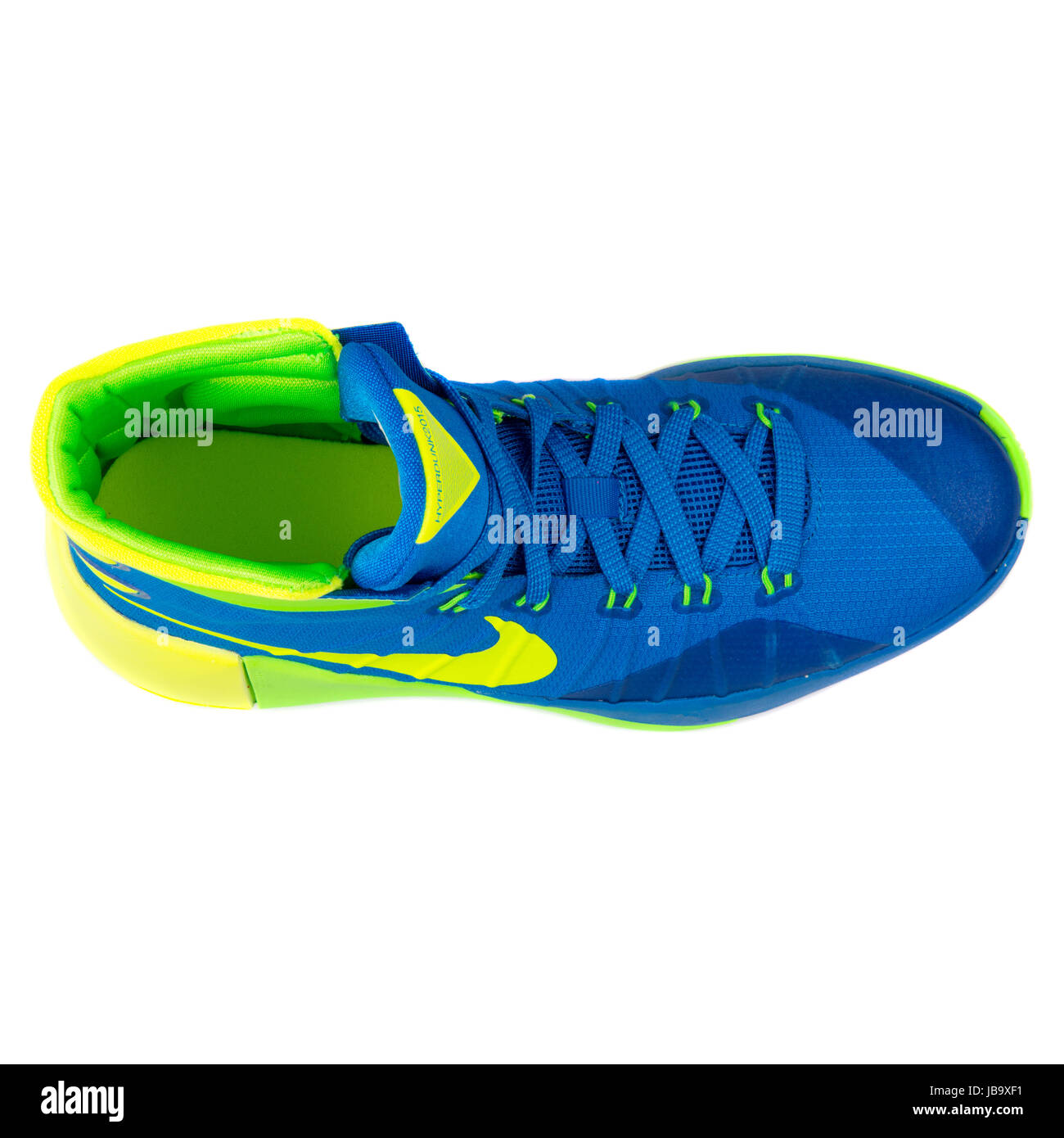 Residente Irónico Misericordioso Nike Hyperdunk 2015 (GS) azul, verde y amarillo zapatillas de baloncesto de  la Juventud - 759974-473 Fotografía de stock - Alamy