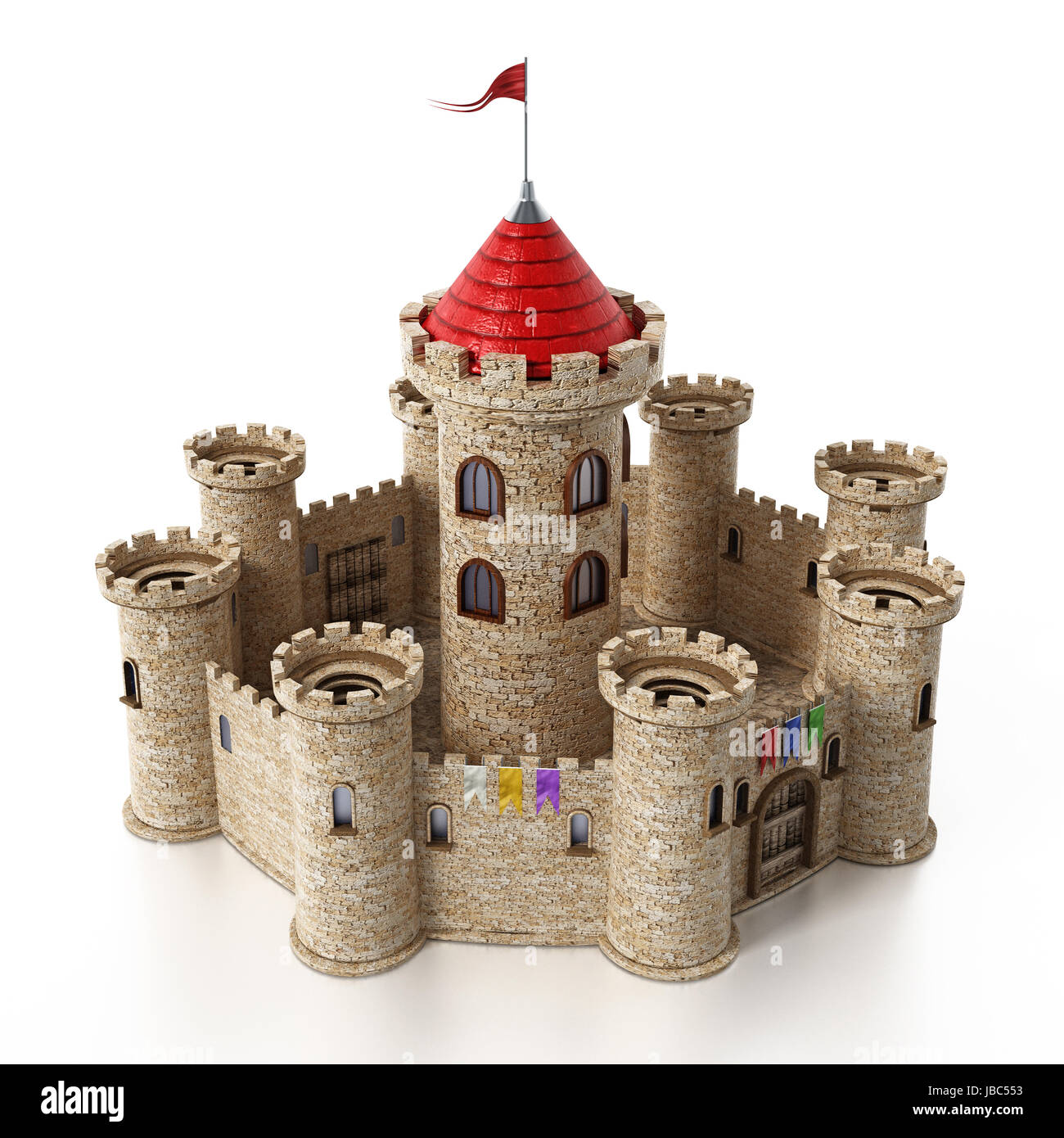 Fantástico castillo medieval aislado sobre fondo blanco Fotografía de stock  - Alamy
