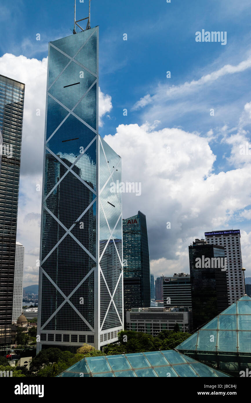 Torre del Banco de China en Hong Kong, diseñado por IM Pei Foto de stock