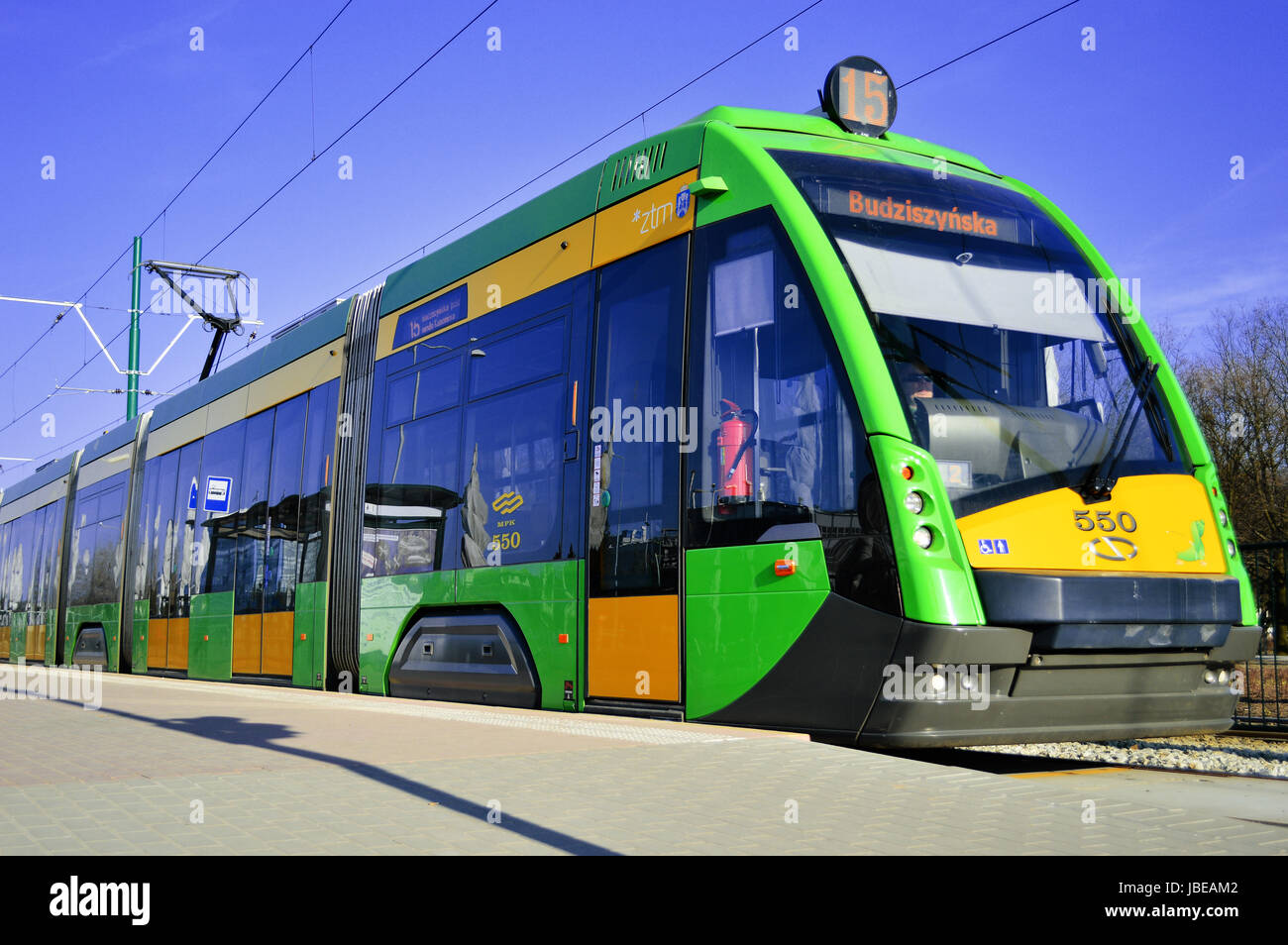 Introdujo en 2010 el tranvía Tramino es un producto de Solaris Bus & Coach, autobús, tranvía y trolebús fabricante basado en Bolechowo cerca de Poznan, Polonia Foto de stock