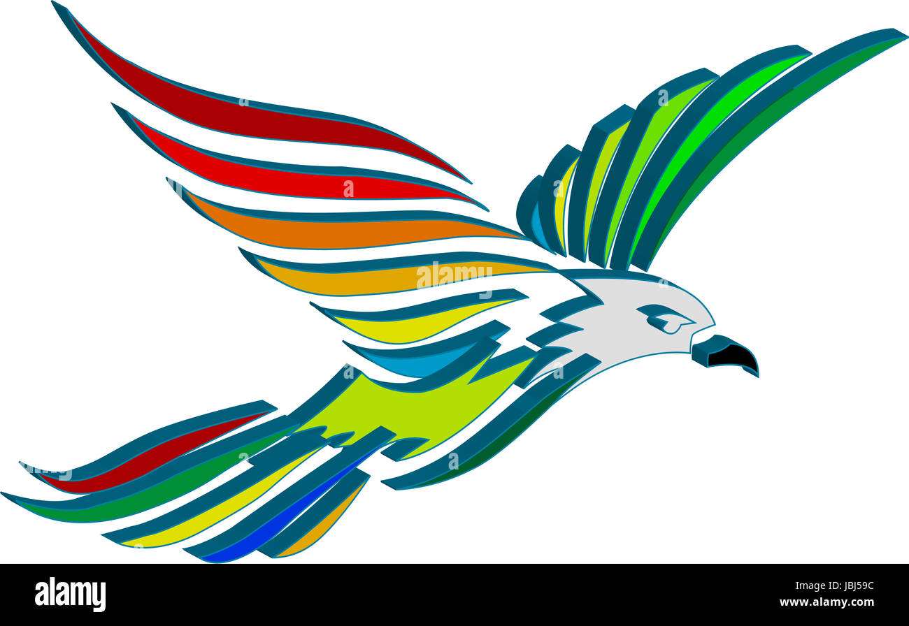 Ilustración artística de colores águila volando Fotografía de stock - Alamy