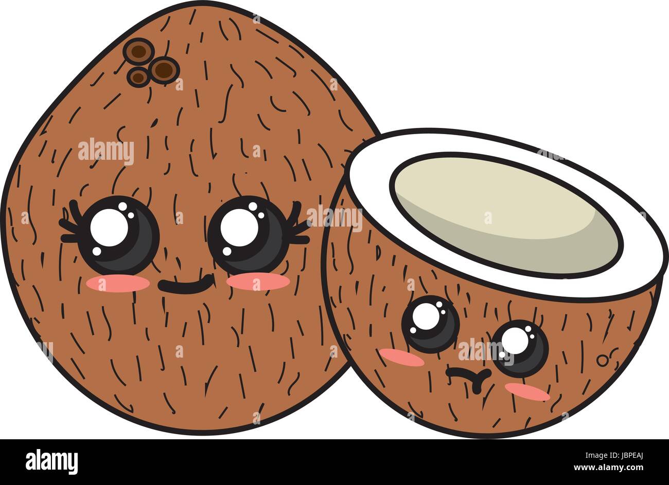 Kawaii cute coco tierno fruto Imagen Vector de stock - Alamy