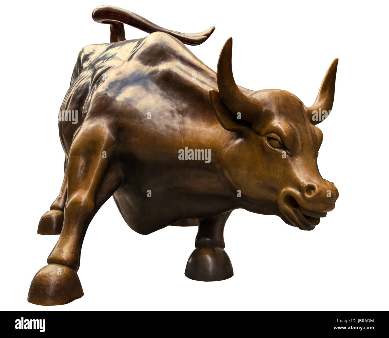 Carga de toro o el toro de Wall Street o Bowling Green Bull es una escultura de bronce de Arturo di Modica, que significa en Bowling Green Park, cerca de Wall Street en Manhattan, Ciudad de Nueva York. Foto de stock