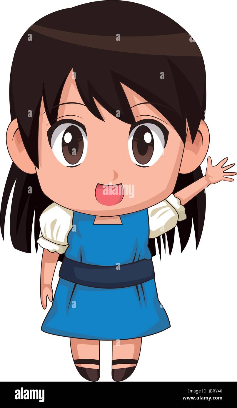 Cute anime chibi niña estilo de dibujos animados Imagen Vector de stock -  Alamy