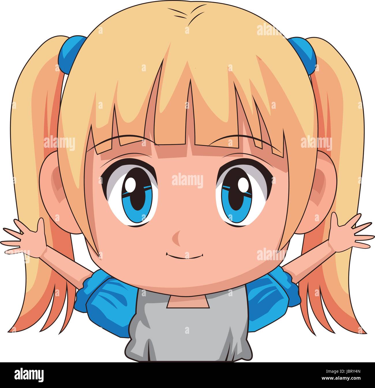Anime Dibujos animados cute little girl chibi carácter Imagen Vector de  stock - Alamy