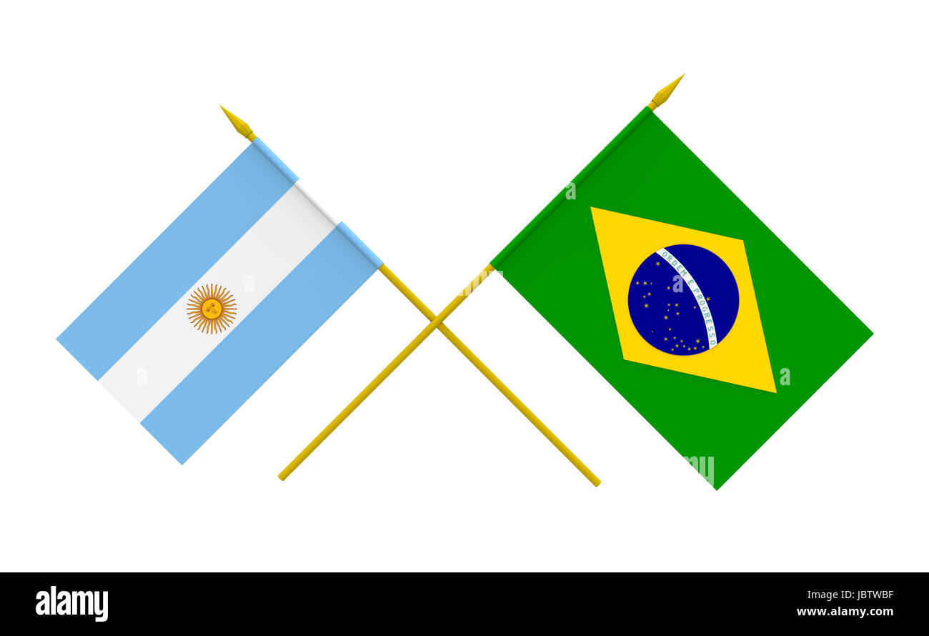 Banderas de Brasil y Argentina, 3D Render, aislado Fotografía de stock -  Alamy