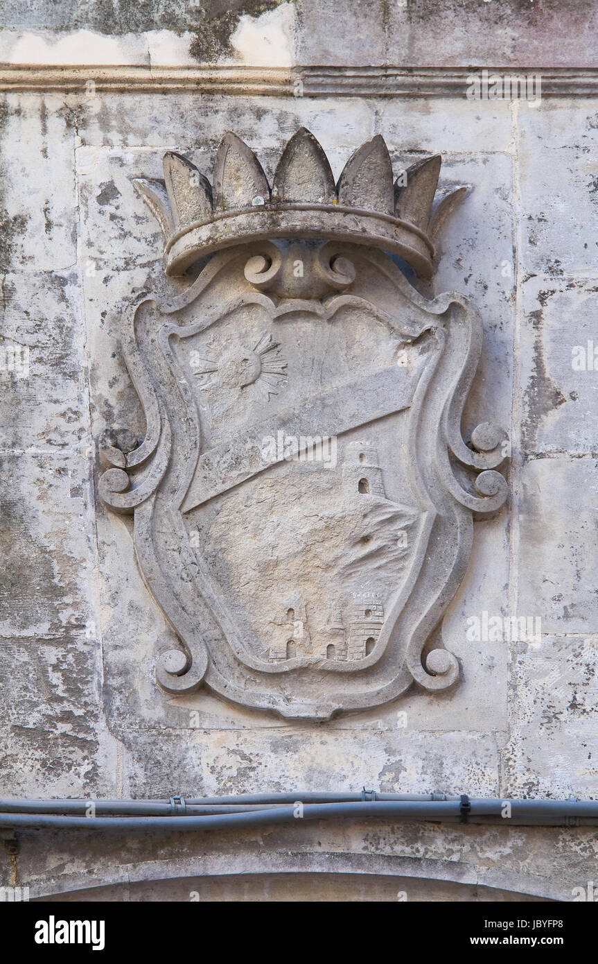 Escudo de armas. Corigliano d'Otranto. Puglia. Italia. Foto de stock