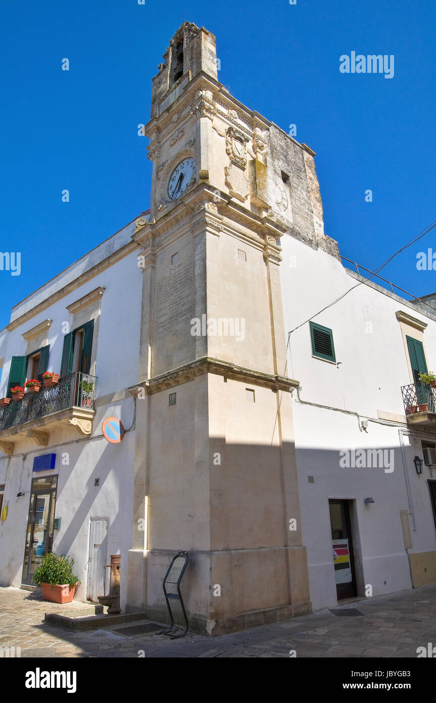 Clocktower. Corigliano d'Otranto. Puglia. Italia. Foto de stock