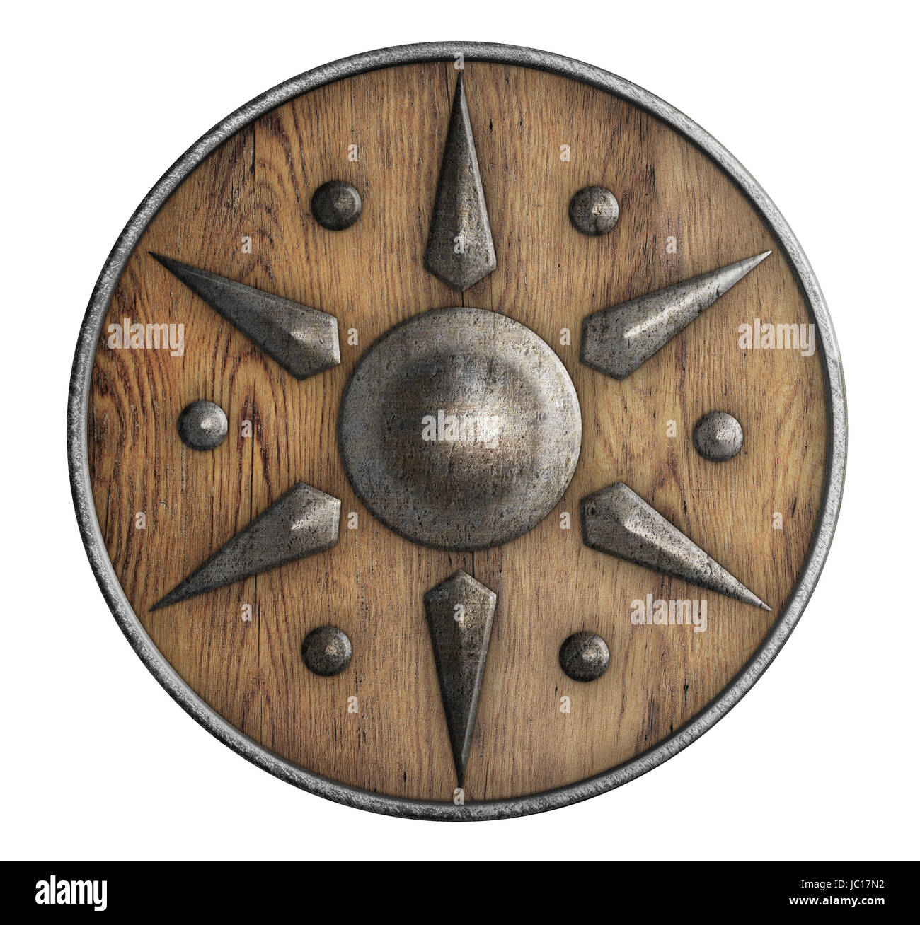 Antiguo Escudo Vikingo De Madera Con Borde Metálico Aislado En Blanco  Fotos, retratos, imágenes y fotografía de archivo libres de derecho. Image  15565171