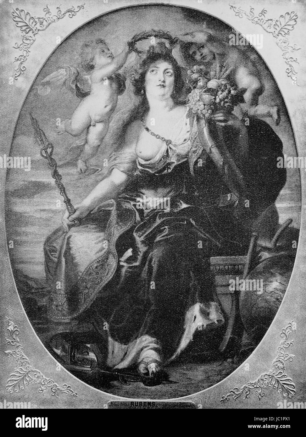 Retrato de María de Médicis después de una pintura de Peter Paul Rubens, siglo XVII. María de Medici, mejor reproducción digital de una publicación del año 1880 Foto de stock