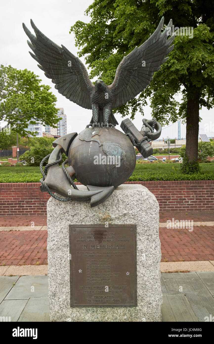 Philadelphia usmc bombardeo de la embajada de Beirut memorial Veterans Memorial Park de EE.UU. Foto de stock