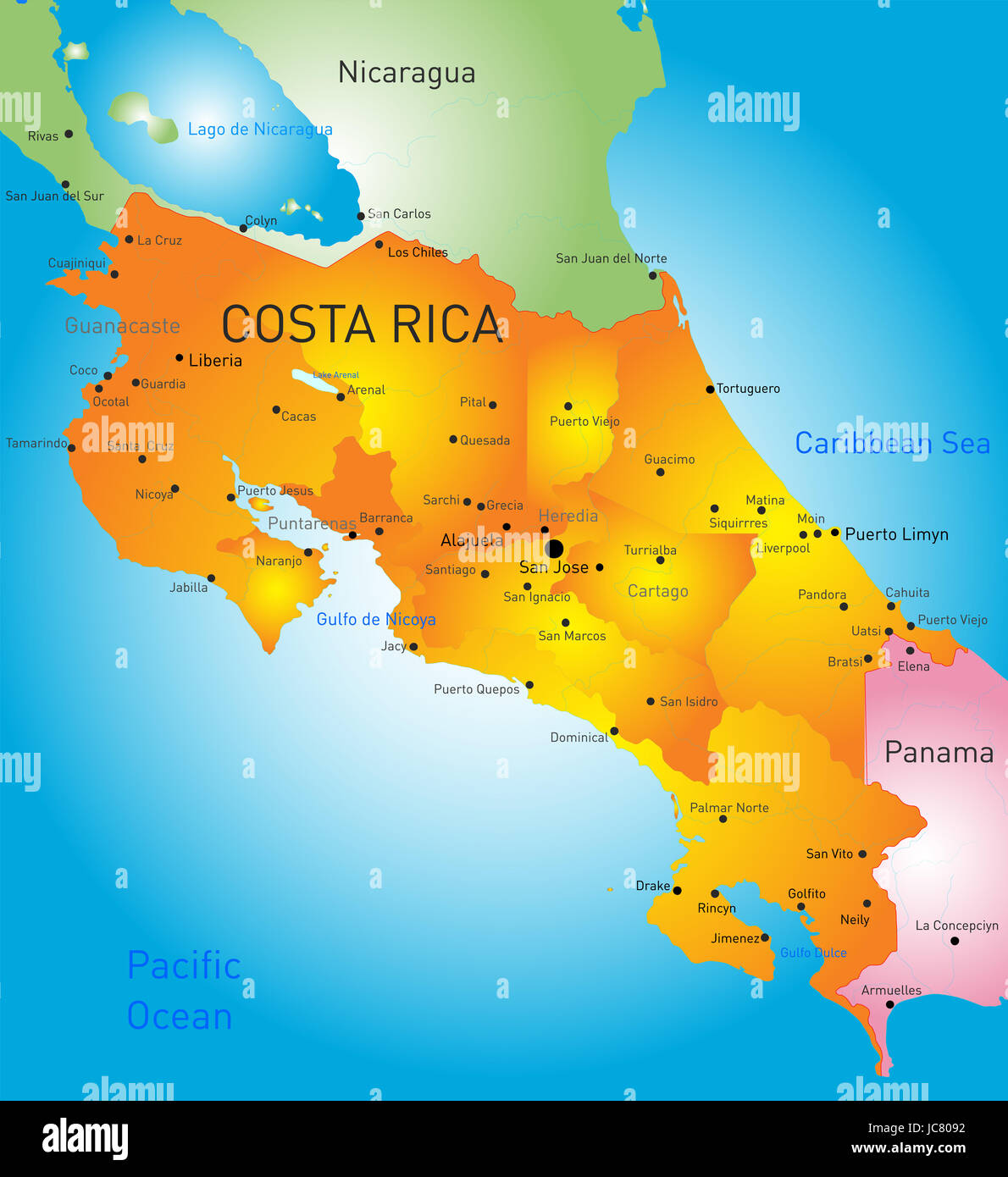 Costa rica map fotografías e imágenes de alta resolución Alamy
