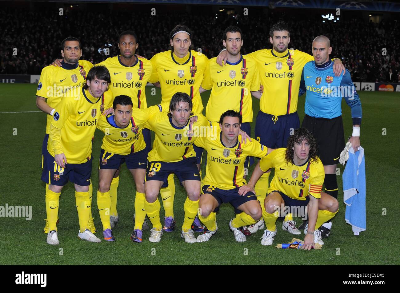 Equipo Fc Barcelona Grupo Arsenal V Barcelona Emirates Stadium De Londres Inglaterra El 31 De Marzo De 2010 Fotografia De Stock Alamy