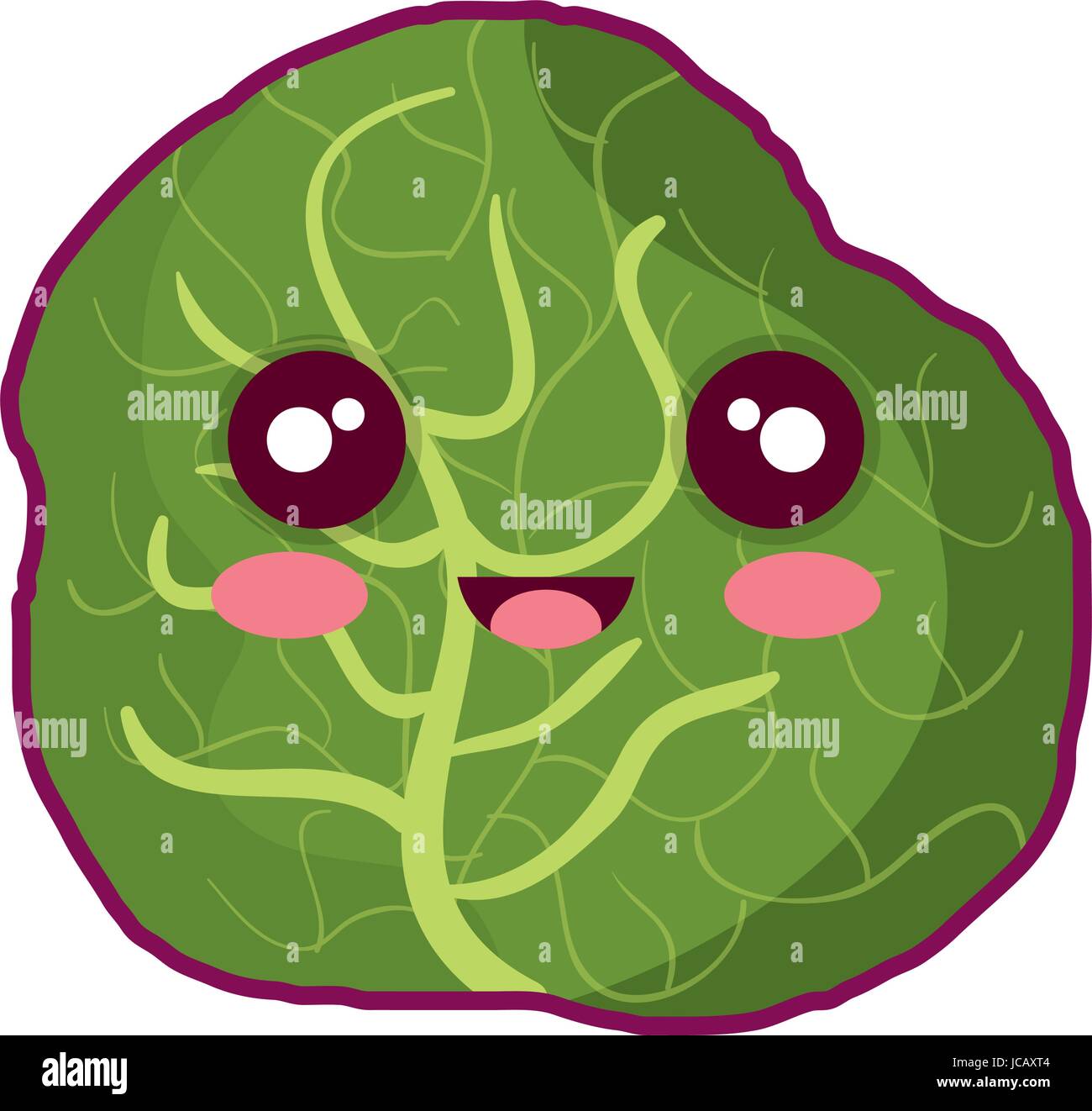 Verduras frescas de lechuga kawaii personaje Imagen Vector de stock - Alamy