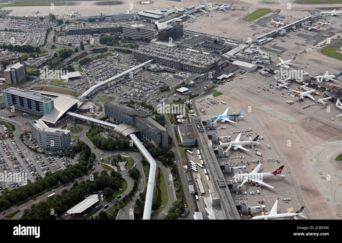 Vista aérea del aeropuerto de Manchester, Reino Unido Foto de stock