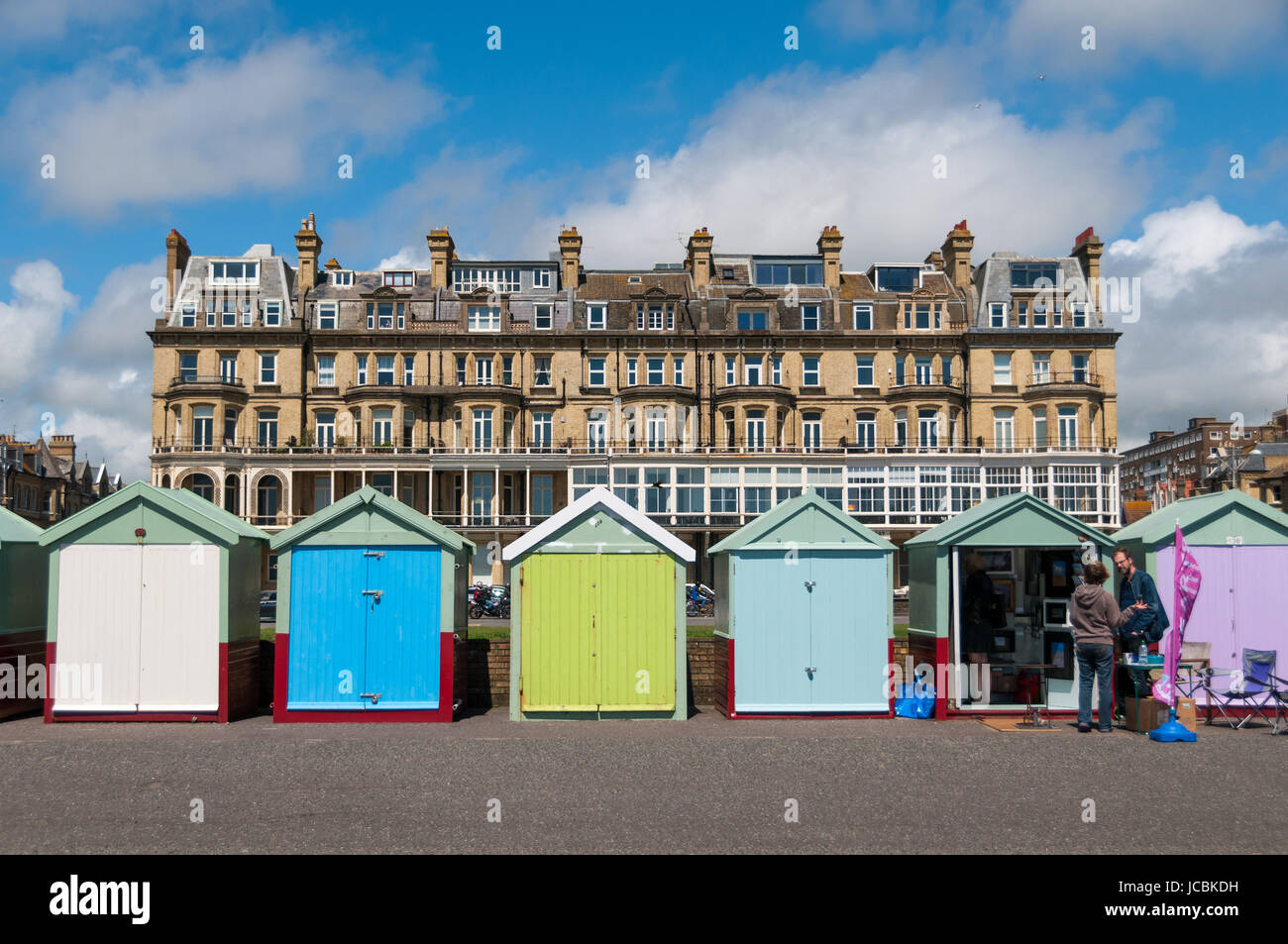 Cabañas de playa en Hove, Reino Unido Foto de stock