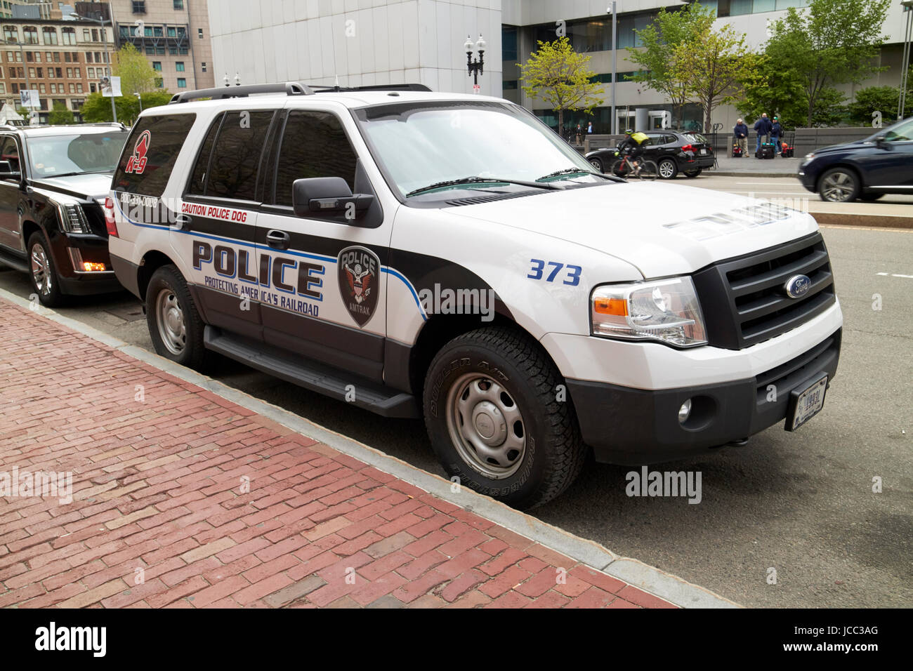 Amtrak perro policía k-9 unidad vehículo patrullero Boston EE.UU. Foto de stock