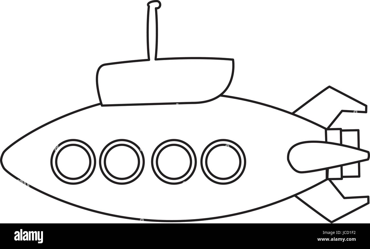 Submarino con periscopio batiscafo cartoon Ilustración del Vector