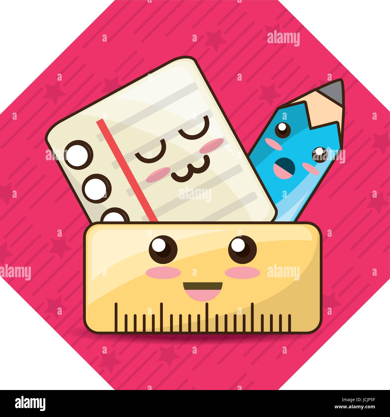 Iconos kawaii escuela herramientas para el estudio de la educación Imagen  Vector de stock - Alamy