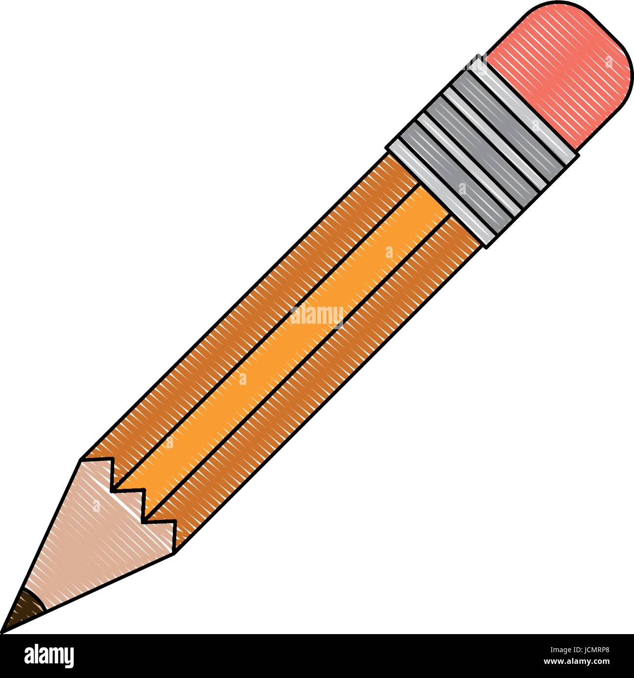Fondo blanco con lápiz de color silueta de lápiz con borrador Imagen Vector  de stock - Alamy