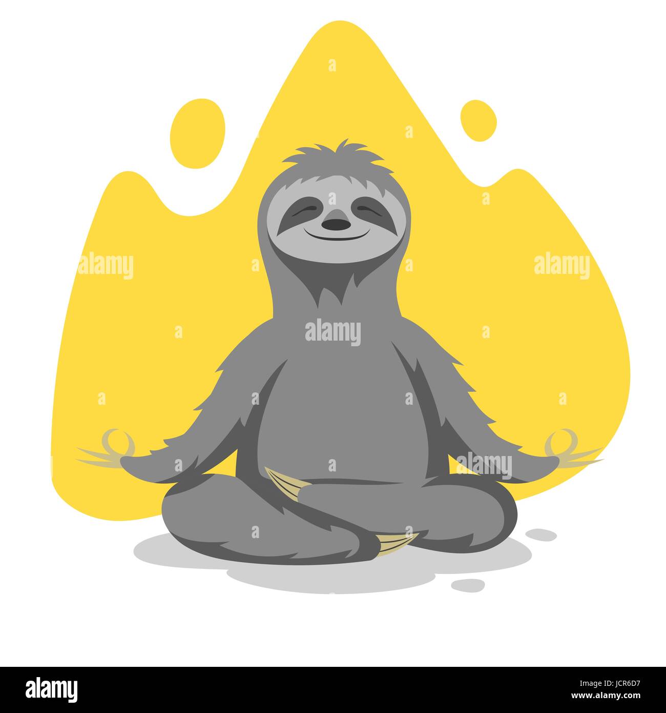Ilustración vectorial de feliz lindo pereza practicar ejercicios de yoga. Impresión vectorial para t-shirt o diseño de póster. Ilustración del Vector