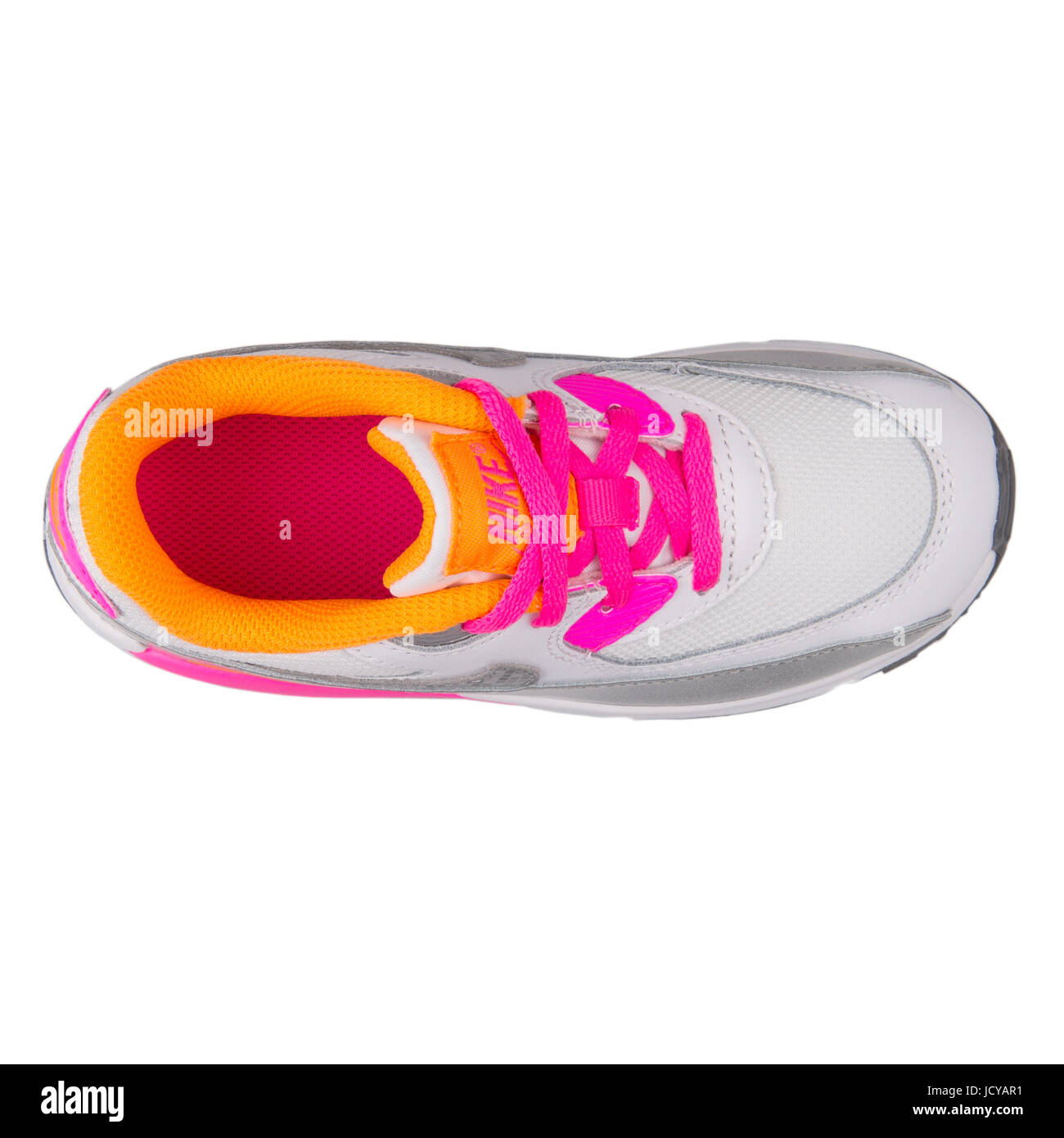 Nike Air Max 90 Malla (TD) blanco, naranja y rosa de plata del niño  calzados running - 724857-101 Fotografía de stock - Alamy