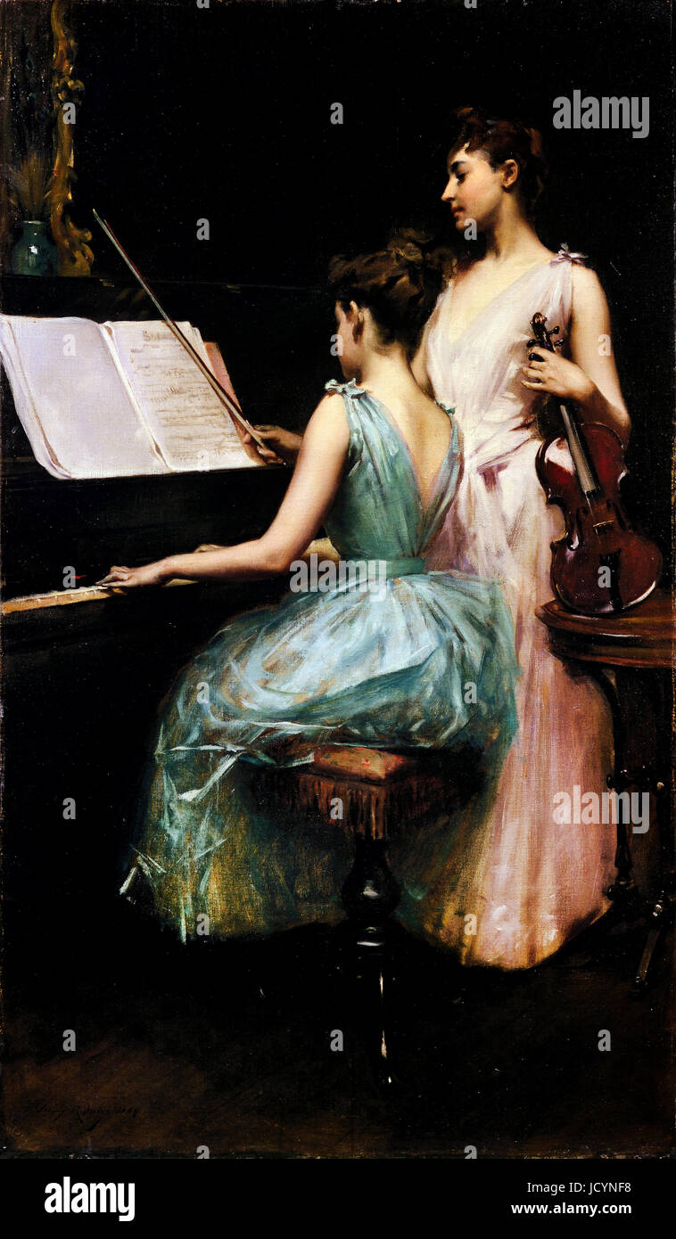 Irving R. Wiles, El Sonata 1889 Óleo sobre lienzo. Museos de Bellas Artes de San Francisco, San Francisco, EE.UU.. Foto de stock