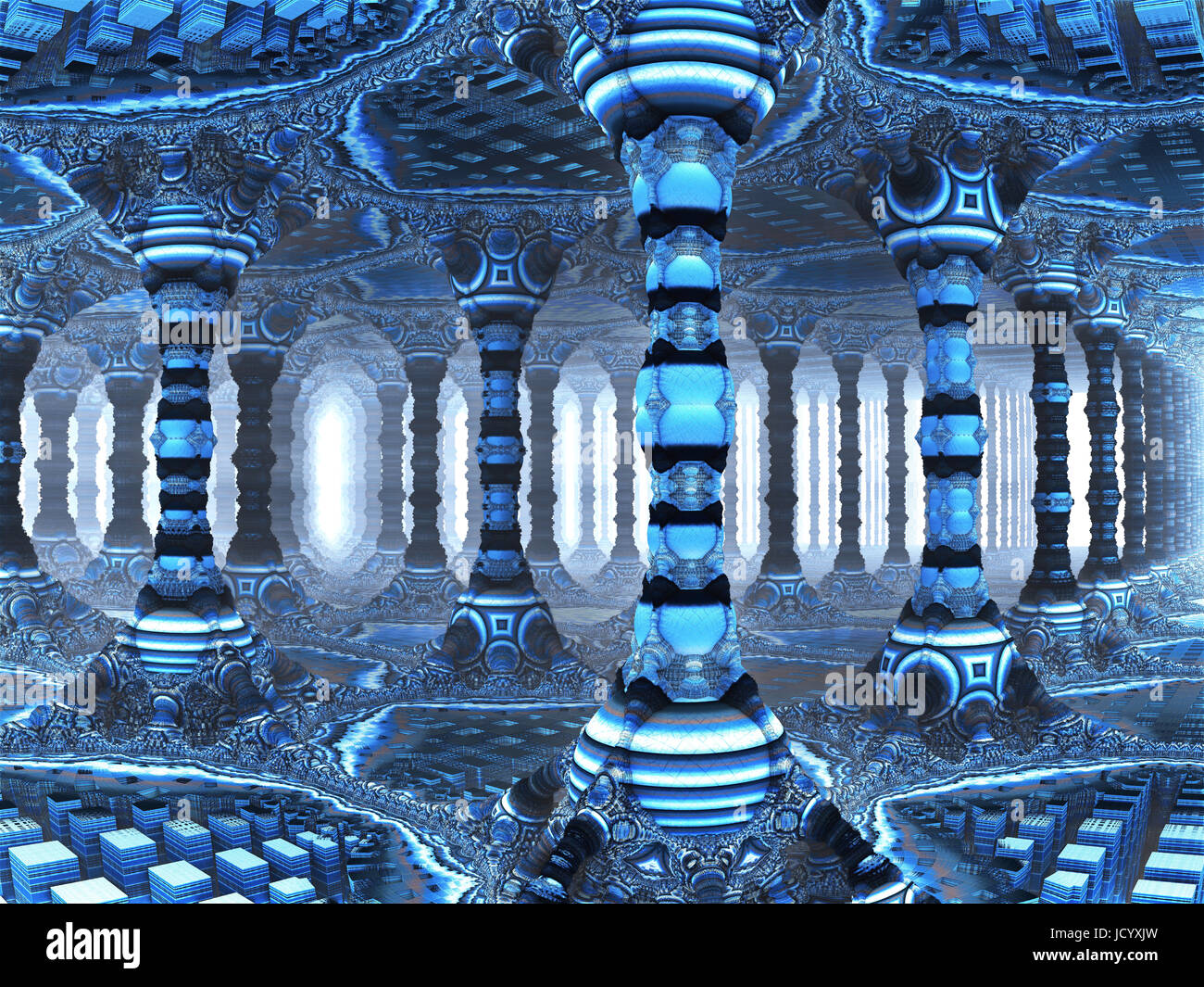 Colonnade,3D fractal, illustdation Foto de stock
