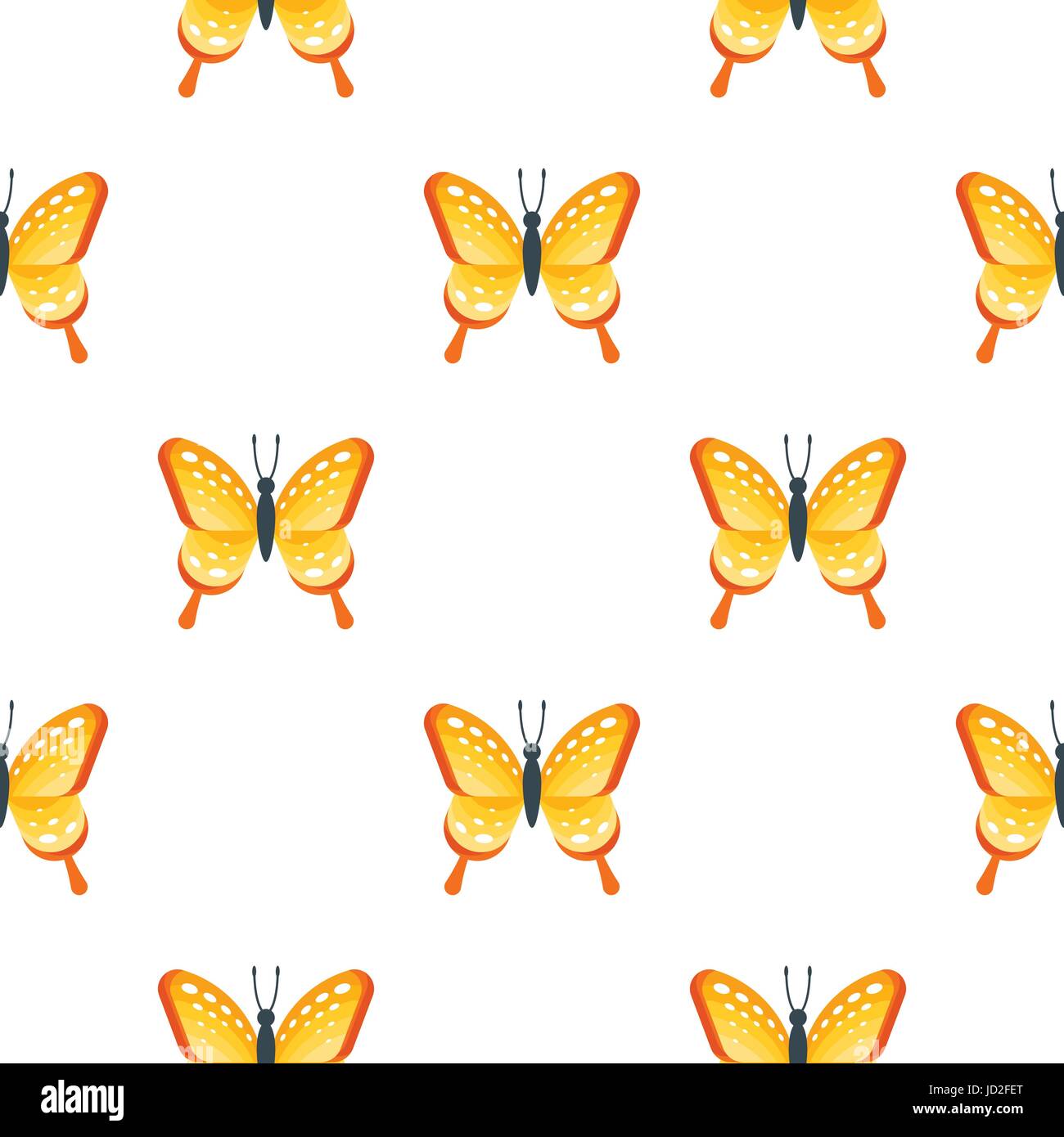 Estilo plano Vector patrón sin fisuras con mariposas. Icono para la web. Aislado sobre fondo blanco. Papel tapiz de niños. Ilustración del Vector