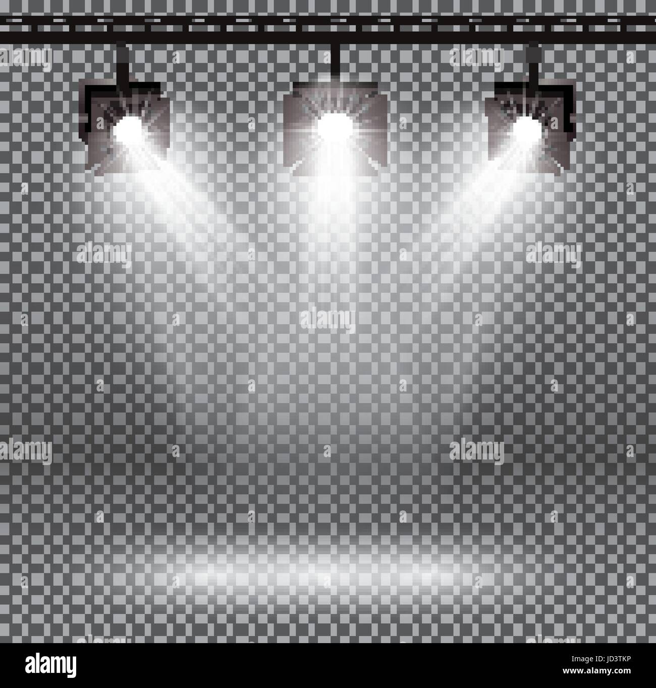 Efectos de iluminación de escena con reflectores sobre fondo transparente.  Ilustración vectorial Imagen Vector de stock - Alamy