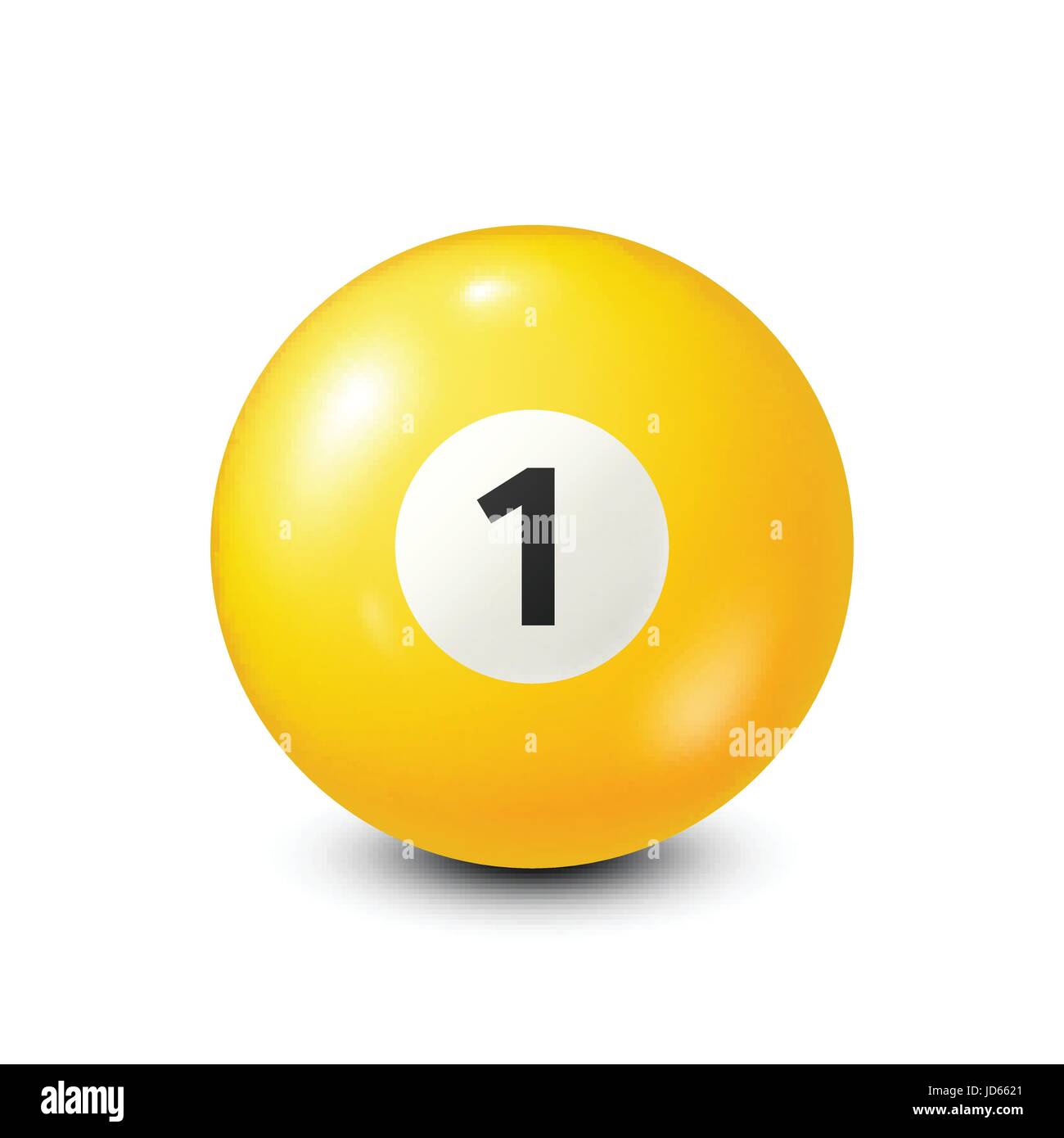 Bola de billar,piscina amarillo con el número 1.El Snooker. Fondo  blanco.ilustración vectorial Imagen Vector de stock - Alamy