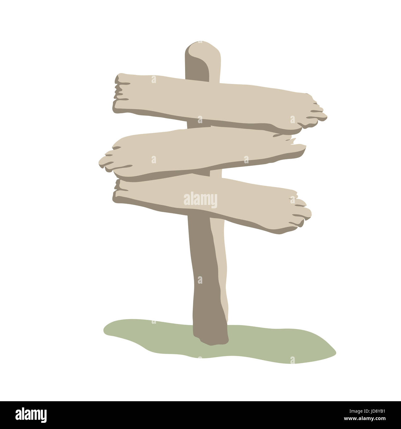 Tres formas de flecha letreros de madera desgastada en blanco para el  mensaje del estilo de dibujos animados Fotografía de stock - Alamy