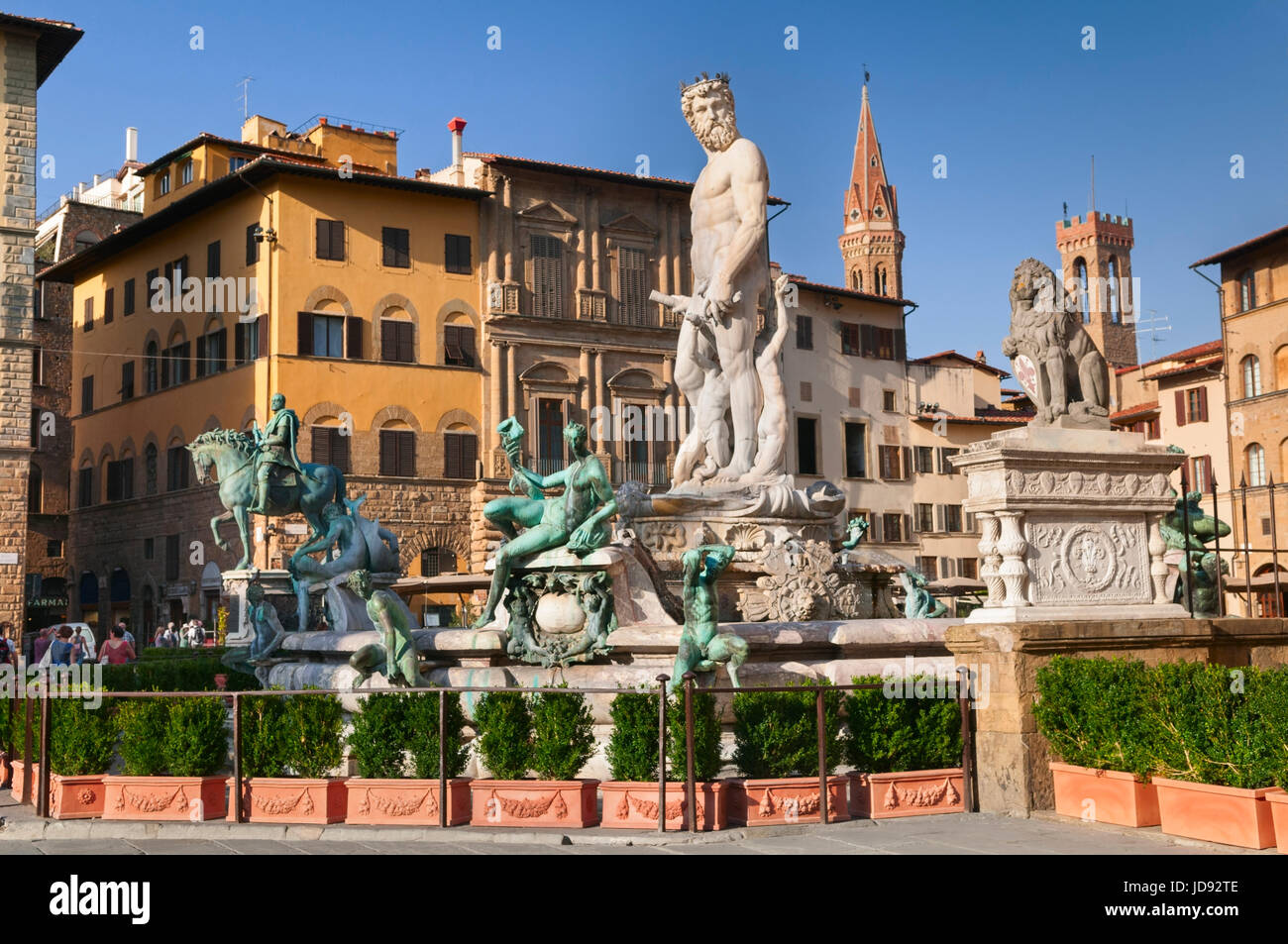 Fuente de Neptuno, la Piazza della Signoria de Florencia Toscana Italia Foto de stock