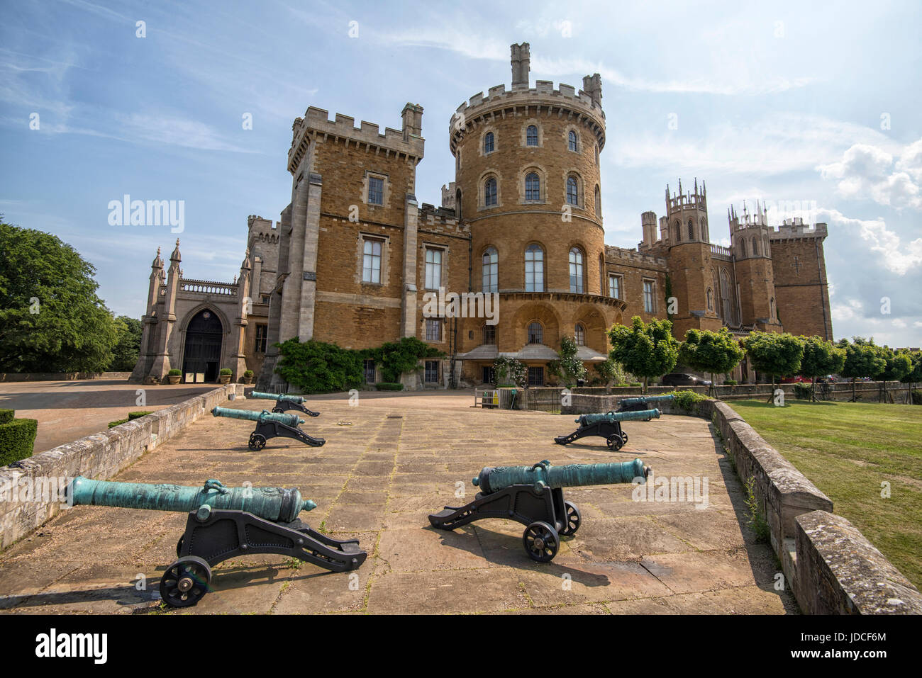 Cañones al Castillo de Belvoir, Leicestershire Inglaterra Foto de stock