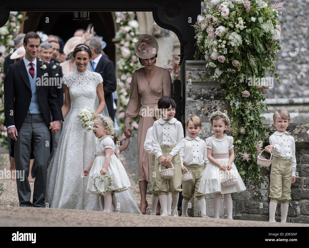La boda de Pippa Middleton y James Matthews en la Iglesia de San Marcos,  Englefield. Asistieron Catherine Middleton, el Príncipe William, en Prince  George y la Princesa Charlotte. Featuring: Pippa Middleton, James