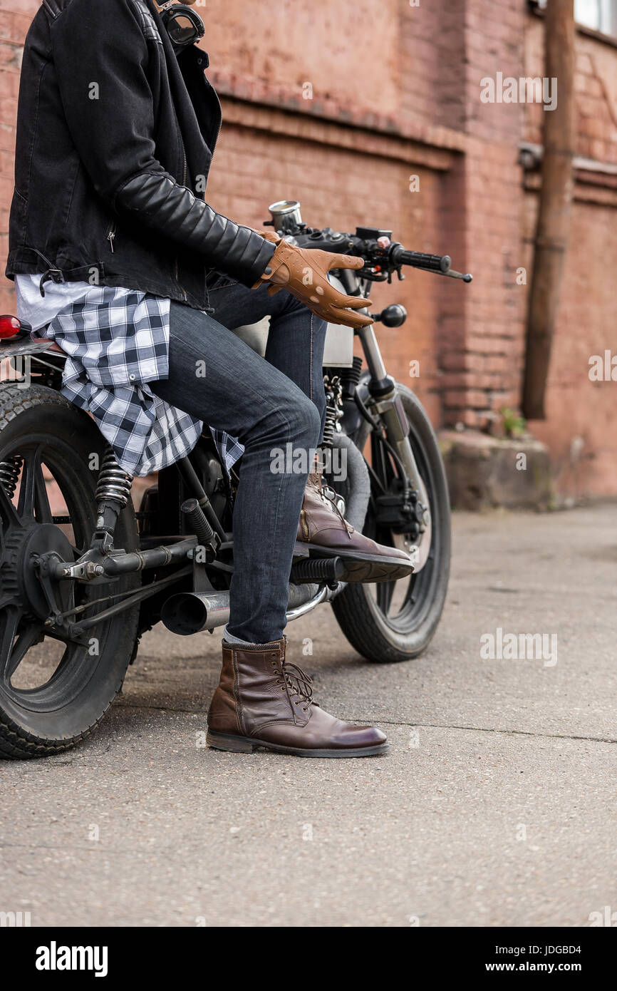 Motor: piezas y accesorios Cafe racer moto chopper guantes de cuero Biker  guantes LI4249214